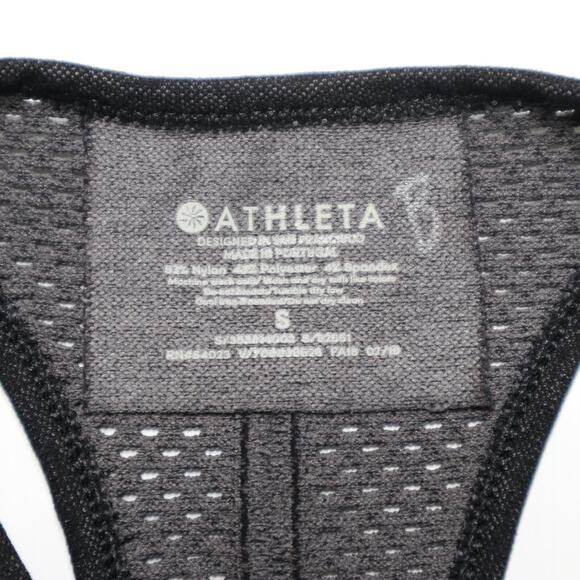 Athleta Size S Racerback Tank Netted Panels Jewel Neck Gray Black - Picture 10 of 10
